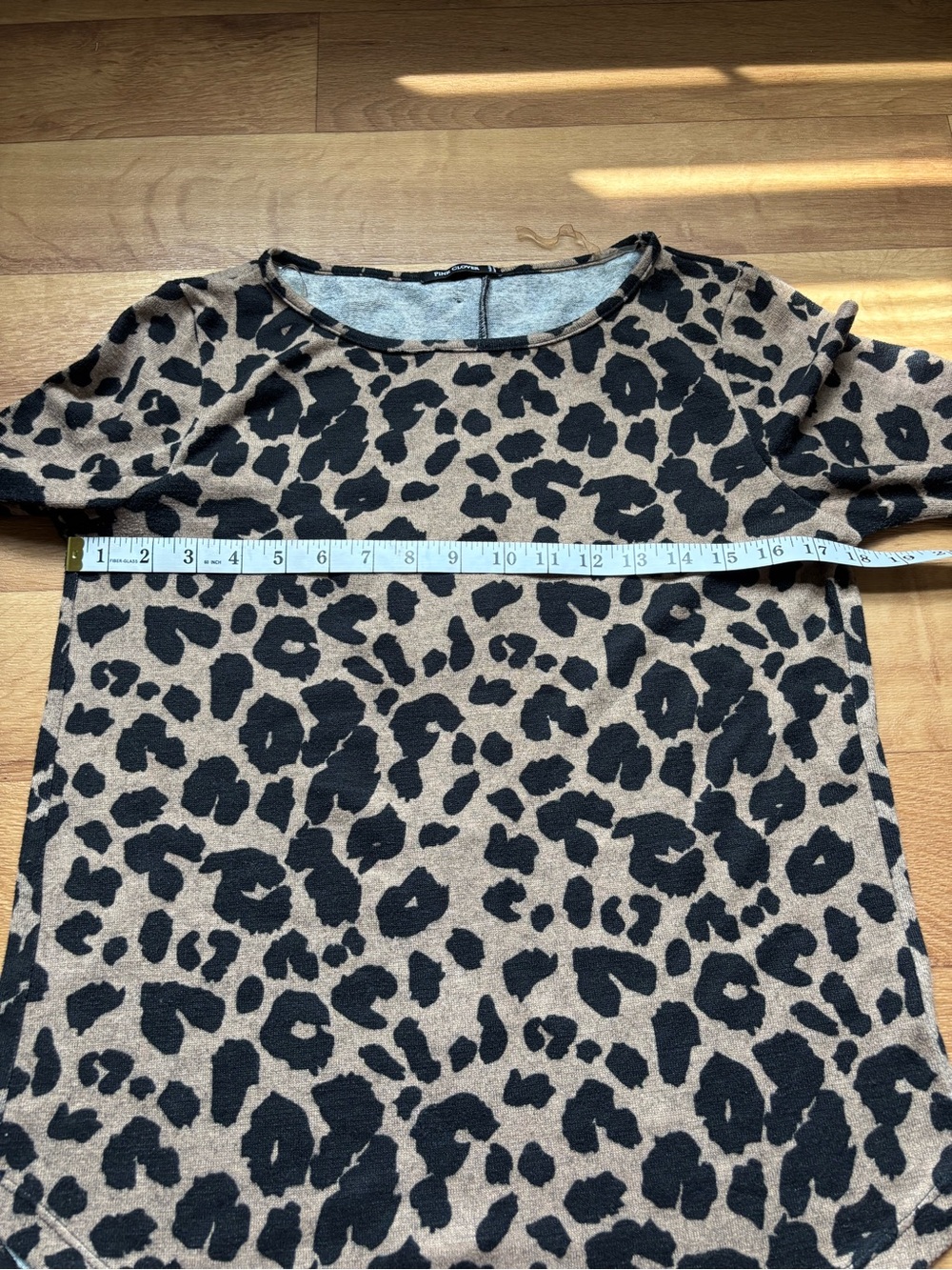 Pink Clover Brown Leopard Print Long Sleeve Top with Brown Elbow Patches - Picture 10 of 11